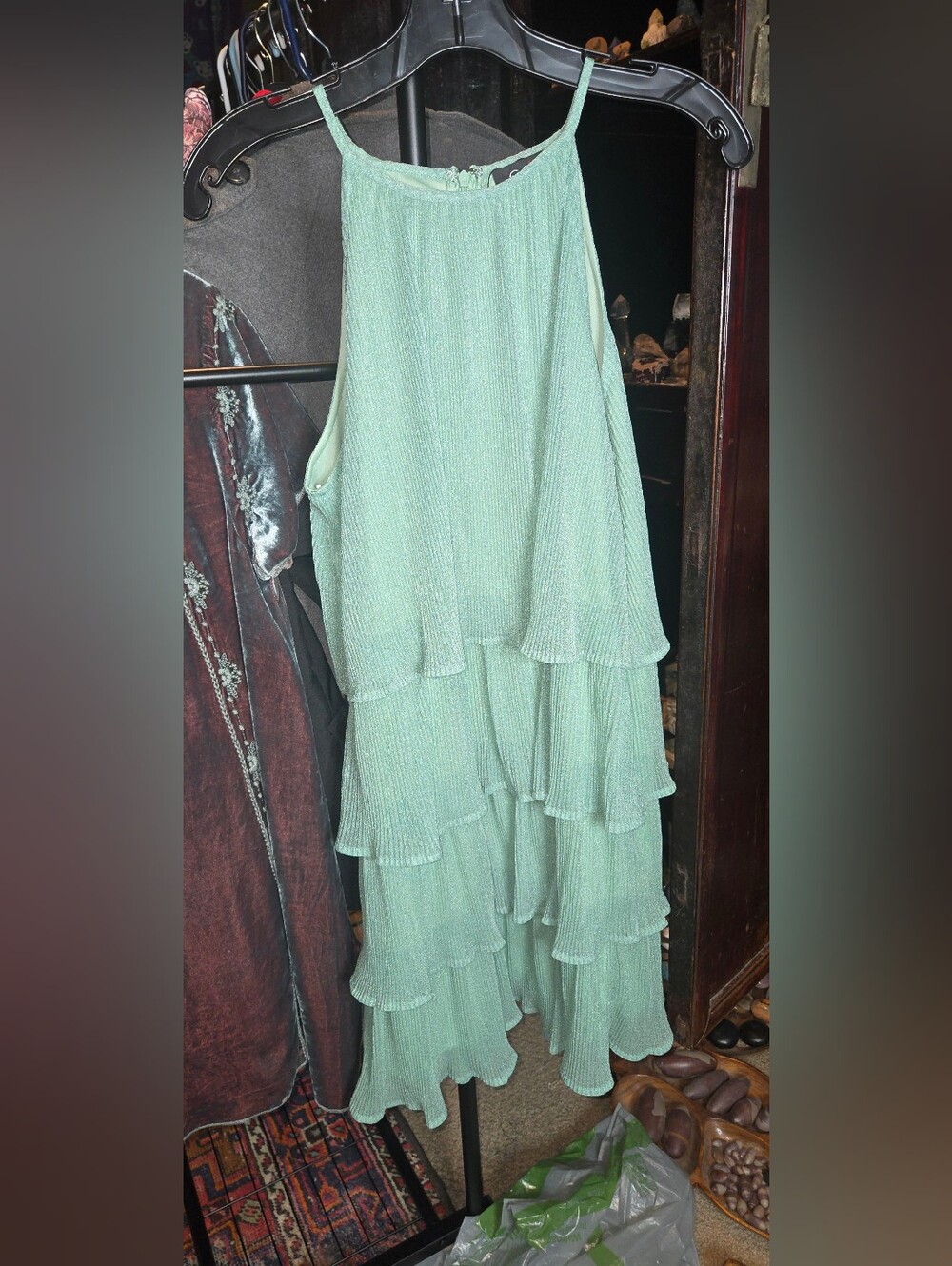 Gigio Ribbed Tiered Maxi Dress in Mint - Picture 3 of 8